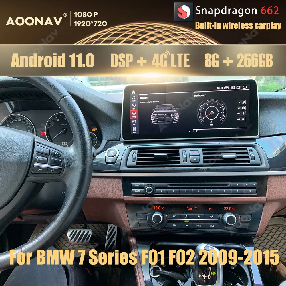 

256 ГБ Snapdragon 662 Android 11,0 автомобильный радиоприемник для BMW 7 серии F01 F02 2009-2015 мультимедийный плеер Автомобильный Стерео Авторадио