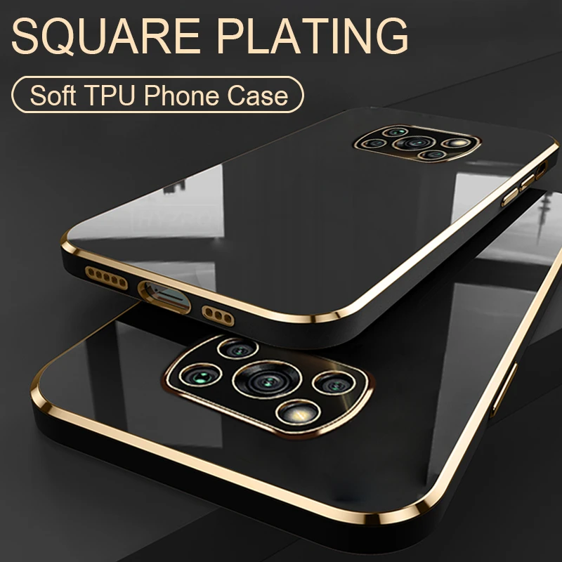 

Luxury Square Plating Case For XiaoMi Poco X3 Pro X3 NFC X4 Pro Soft tpu Camare Protection Shockproof Phone Cover Coque Funda