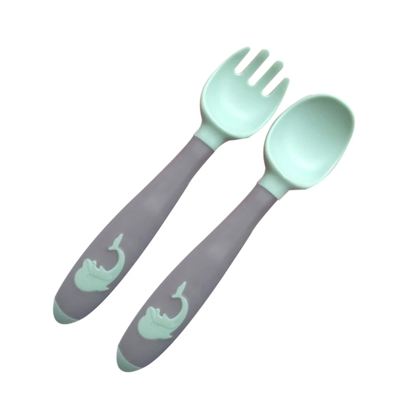 

Baby Children Spoon Fork Set Bendable Scoop toddler kids Tableware Cutlery