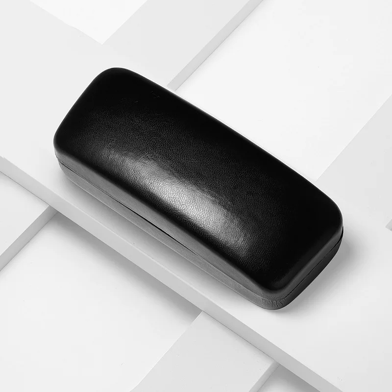 Металлическая жесткая коробка черные кожаные очки с окантовкой зеркальные