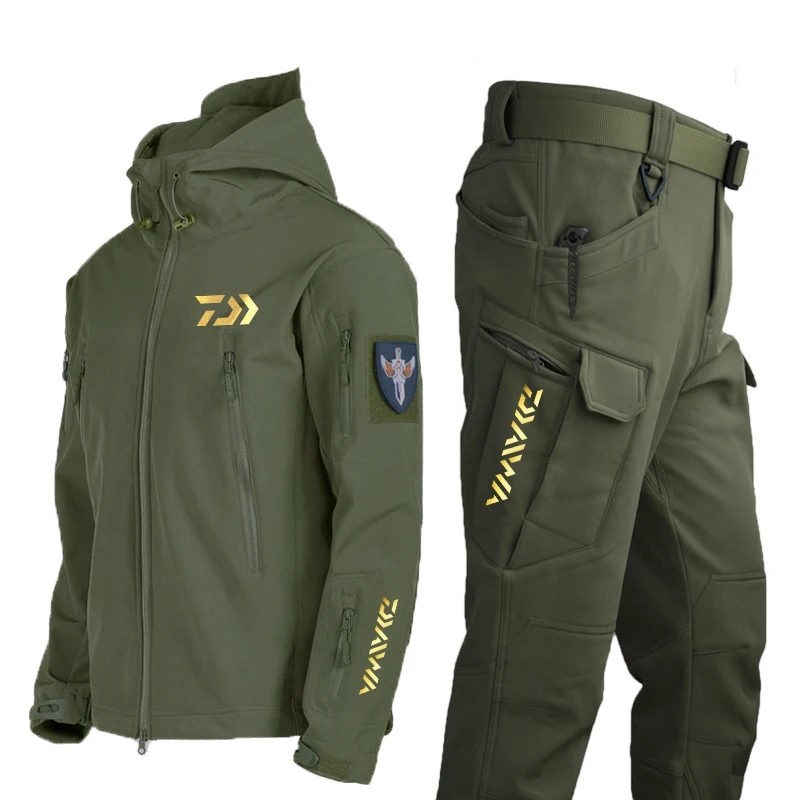 

Mens Fleece Thermal Hiking Jackets Suit Winter Outdoor Windproof Waterproof Fishing Hunting Clothing Military Uniform Clothes