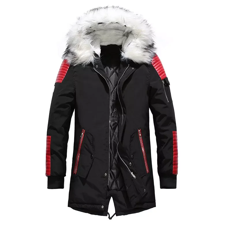 Street Style Long Men Parka Casual Slim Male Outwear High Quality Thick Warm Mens Winter Coat Big Fur Hooded