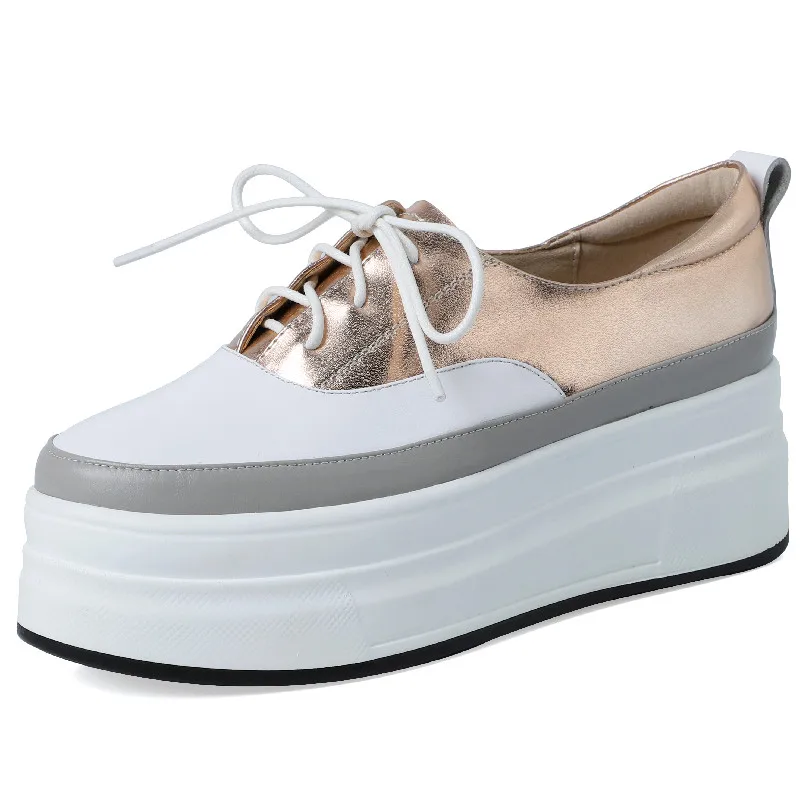 

Dilalula, модная женская обувь на толстой платформе, модель 2023 года, Демисезонная обувь для отдыха из натуральной кожи на шнуровке, женская обув...