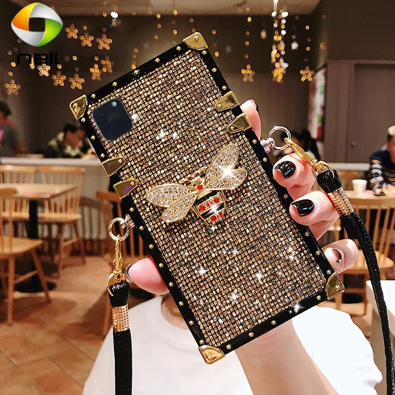 

Роскошный чехол с алмазной Пчелой для Apple iPhone 11 12 13 Pro Max, чехол Mini X XS XR 7 8 Plus SE2020 для Samsung Galaxy S 9 10 Note 20, чехол