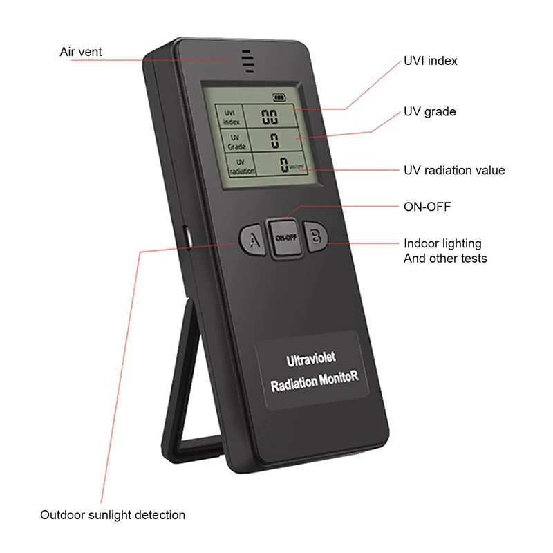 Digital Ultraviolet Radiation Detector UV UVI Meter Dosimeter Tester With Temperature Display For Home Outdoor |