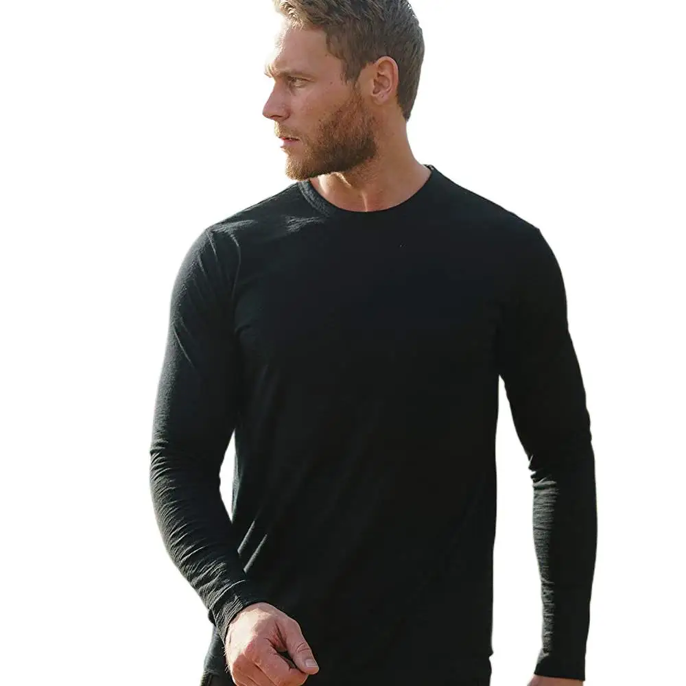 

High Quality Long Sleeve Base Laye Wool T-Shirt Man's 100% Merino Woolen Sweater Wicking Breathable Anti-Odor 250g Thermal Tee