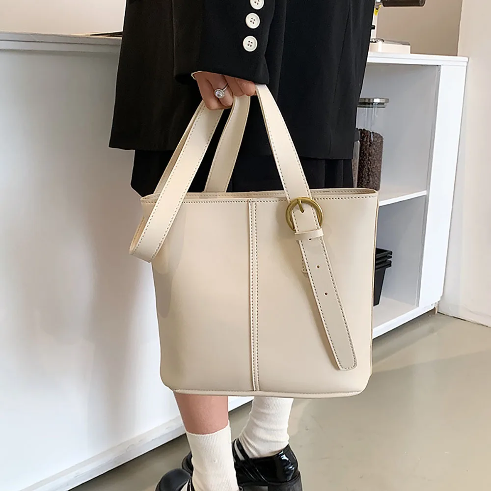 

Большая вместительная сумка-мешок через плечо для женщин из искусственной кожи, сумки-тоут, повседневные женские сумки через плечо для женщ...