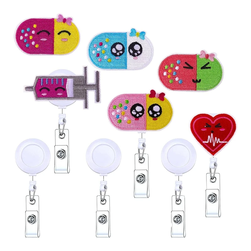 

NEW-9Pcs Nurse Badge Reels Cute Badge Reels Retractable Badge Holders Nursing Badge Reel Embroidery for Nurses