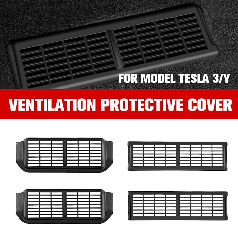 Hollow Out Design Accessories Air Outlet Easy to Install 2Pcs Tesla Car Under-Seat Vent Protection Cover For Model 3/Y ABS