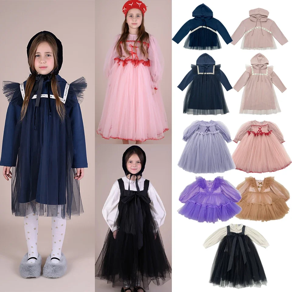 Сетчатое платье принцессы для девочек новинка 2024 RAS Осеннее детское газовое худи