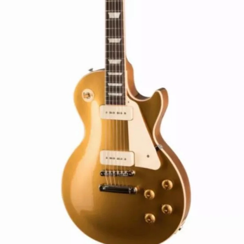 

2023 New!!! Gold Color Standard LP Electric Guitar, Solid Body With Flame Top ,Rosewood Fretboard, Yellow Pickups,