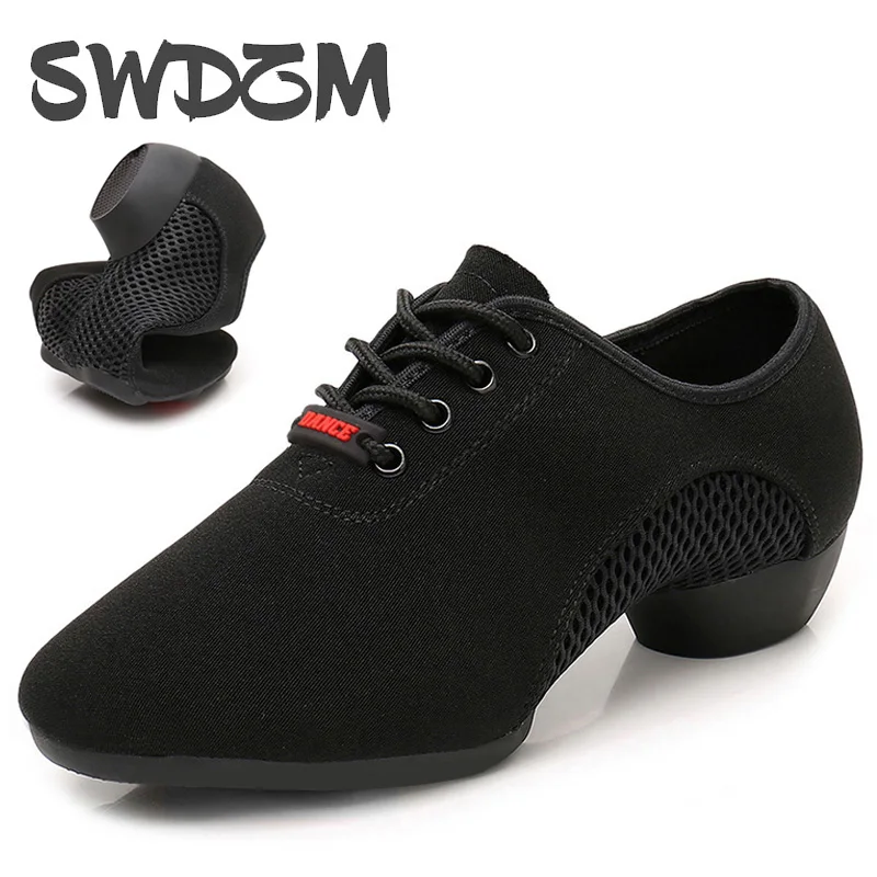 

SWDZM Women Latin Dance Shoes Black Modern Men Ballroom Salsa Dancing Shoes Boys Jazz Soft Outsole Tango Dance Sneakers Outdoor