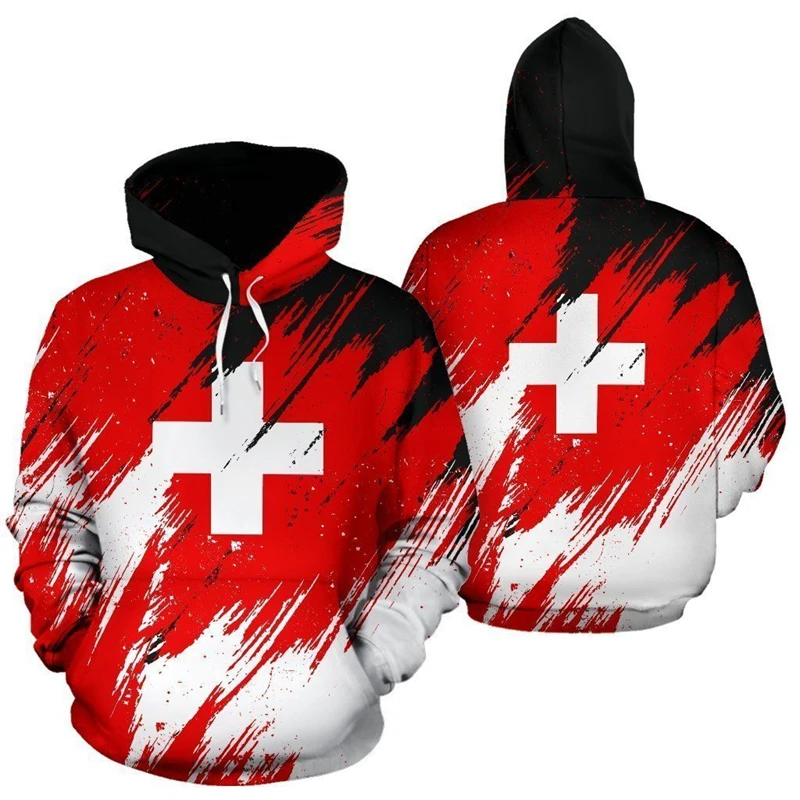 Фото Switzerland Flag 3D Print Hoodie Men's Clothes Simple Trend Hooded Coat Red Fashion Trend Spring New Oversized Hoodie 2025 Man №2