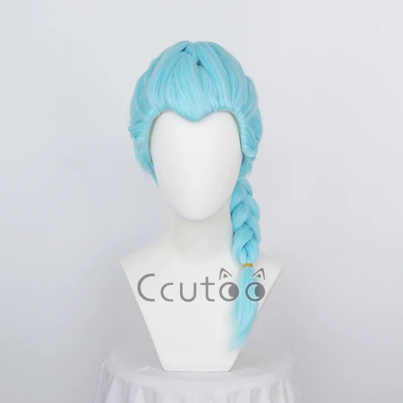 Death Parade Nona Wig Synthetic Blue Hair Briad Styled Cosplay Wig Heat Resistance Fiber