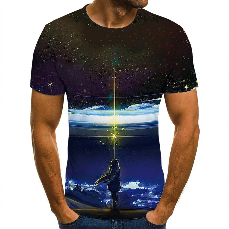 

Newest Crew Neck 3D T Shirt Cotton Unisex Loose Versatile Classic Top XX63