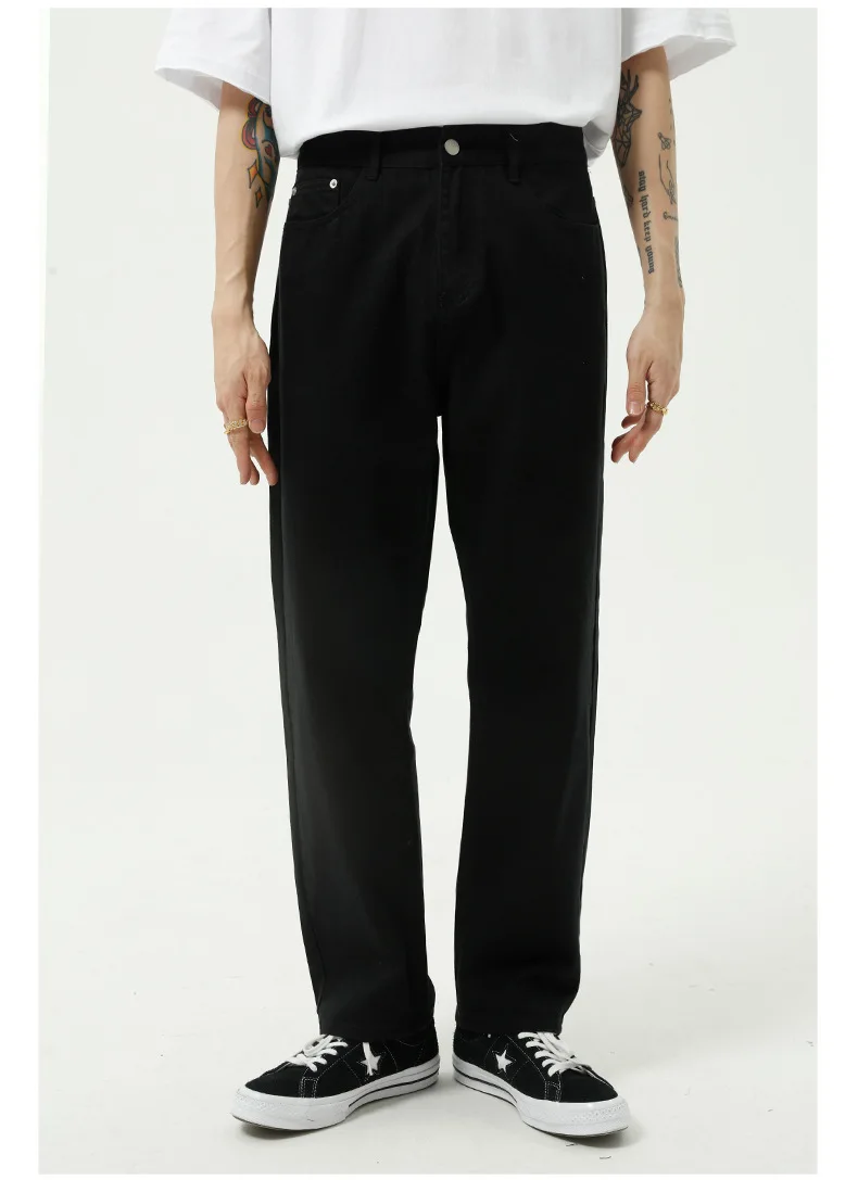 Four Seasons Men's Jeans Basic Korean Version Simple Jeans Slim Straight Pants Fashion Street Men's Pants Ins Hot Sale JEANS