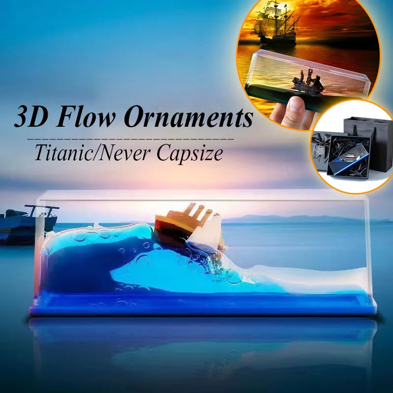 

Titanic Cruise Ship Fluid Drift Bottle Decoration Hourglass Decoration Desk Fluid Floating Decoration Decompression Toy Gift