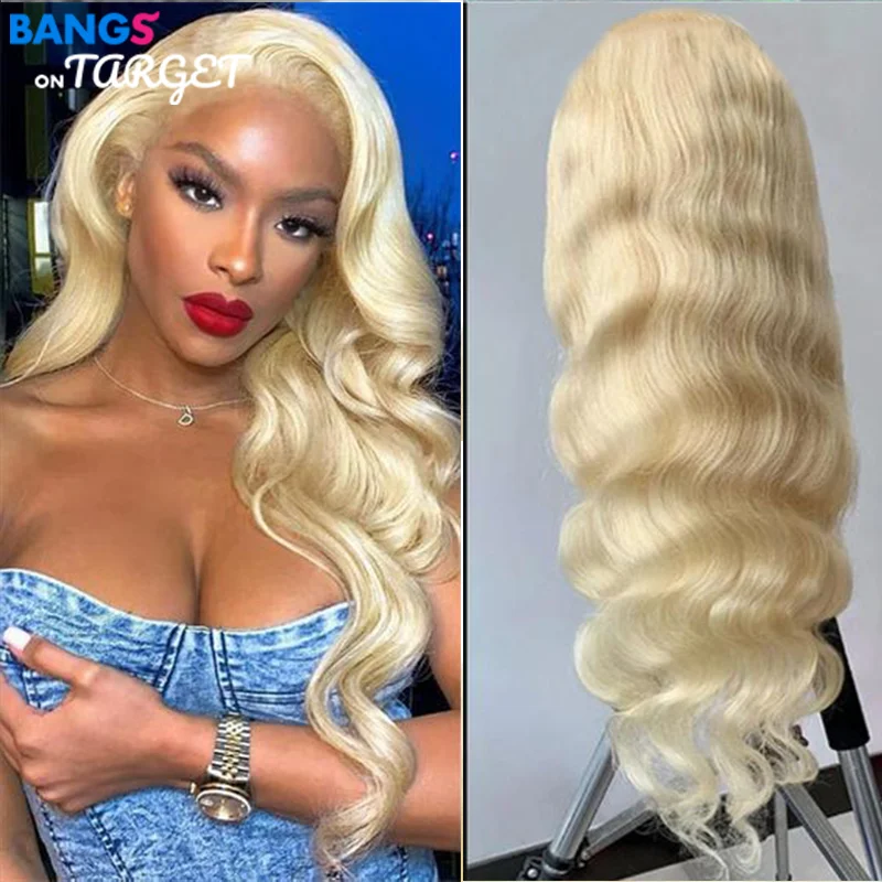 613 Blonde Lace Front Body Wave Brazilian Human Hair Wigs 13x1 Middle Deep Part Lace Wigs Remy Preplucked 150% Wigs For Women