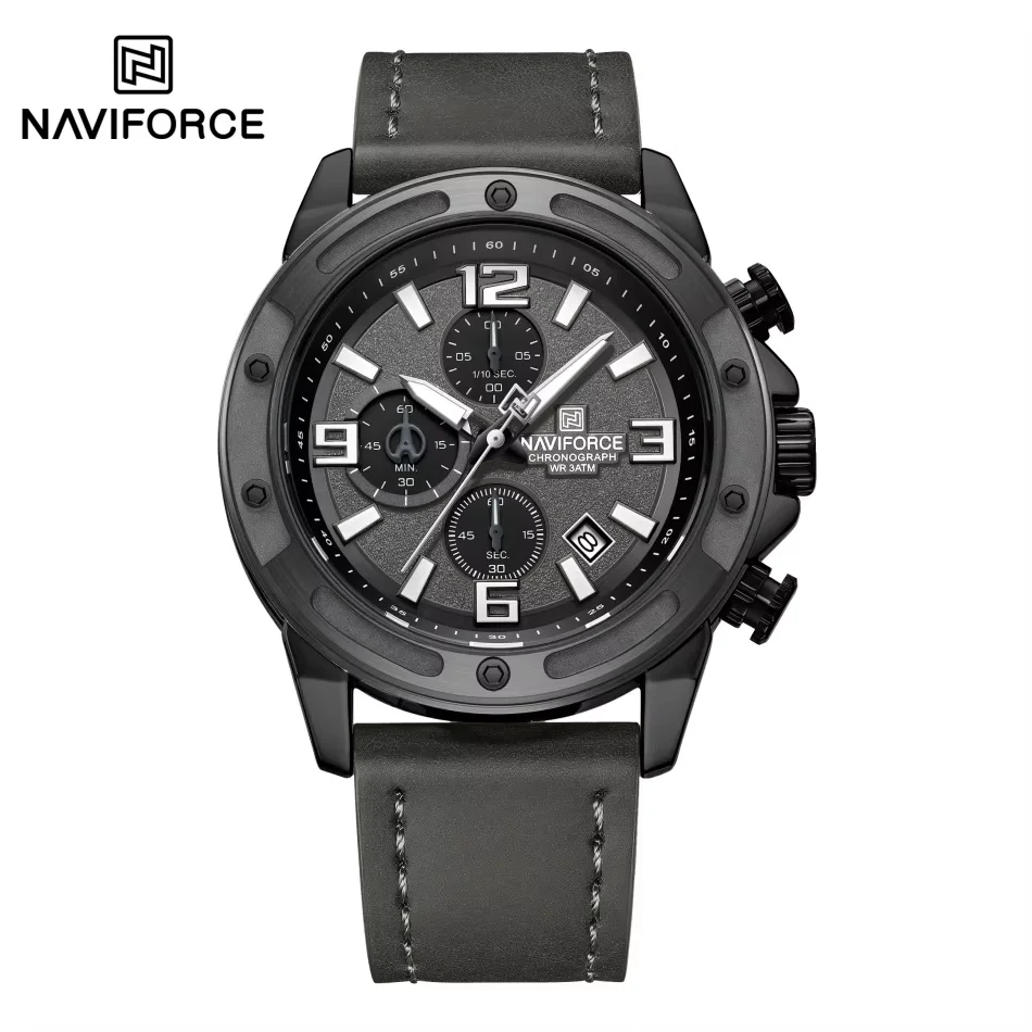 NAVIFORCE мужские водонепроницаемые кварцевые часы с ночником, деловые часы с кожаным ремешком, многофункциональные наручные часы для мальчиков (art.: 3920ccf97229b) - 3920ccf97229b