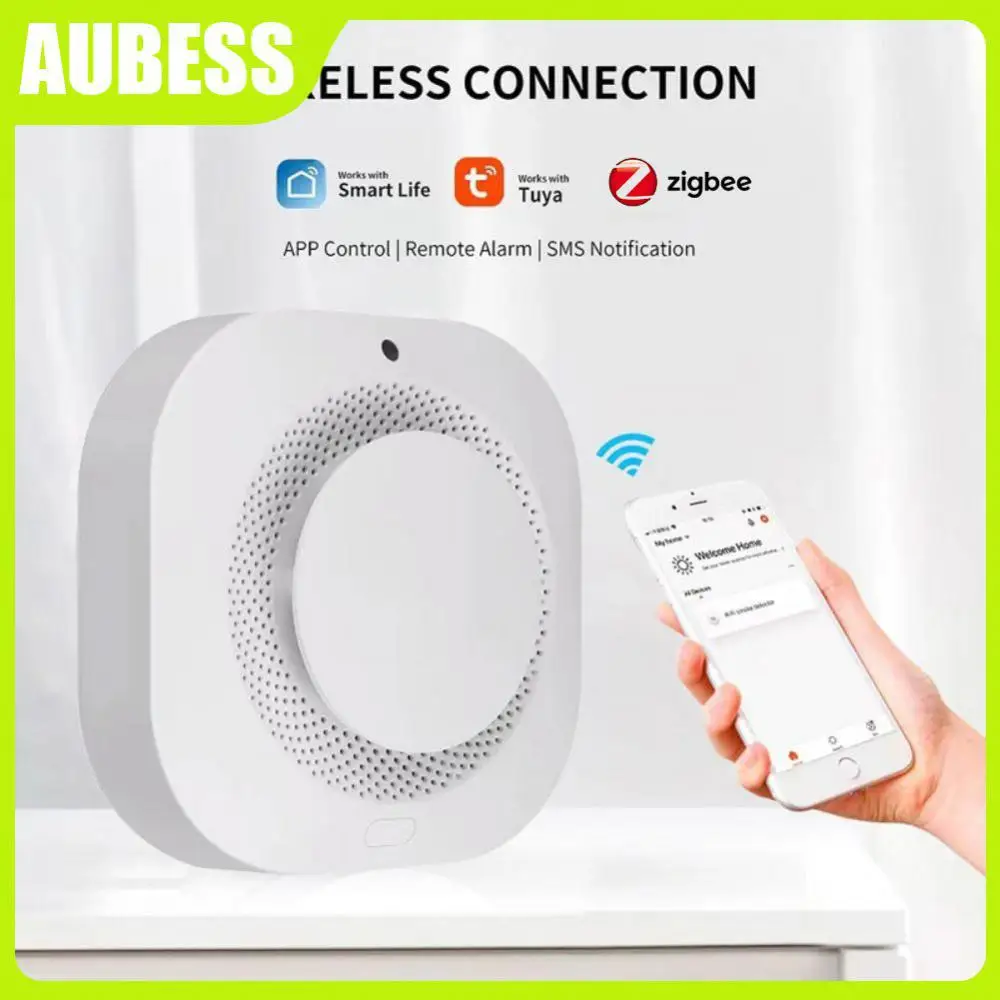 

9v Safety Prevention Smoke Detector Family Security Progressive Sound Photoelectric Zigbee Smart Fire Alarm Wireless App Control