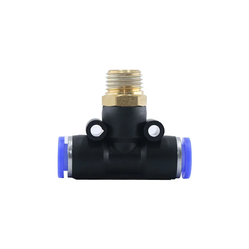 

Air Connector Fitting T Shape 6mm 8mm 10mm 12mm 4mm Hose Pipe to 1/8" 1/4" M5 3/8" 1/2" BSPT Male Thread Pneumatic Coupler GOLD