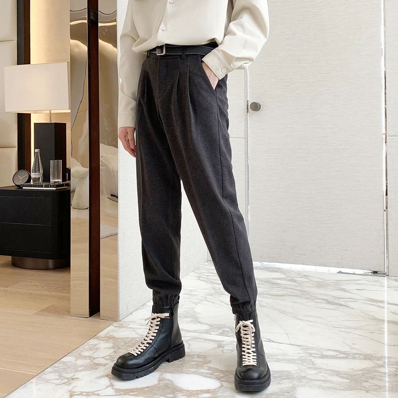 

Autumn And Winter Woolen Leggings Korean Version Ins Trendy Tapered Casual Anti-wrinkle Daily Slim Fit Fashion Chic Men's Pants