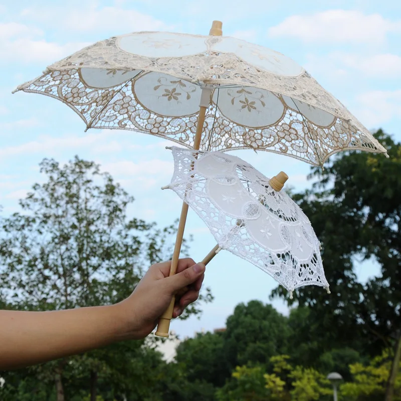 

DIMI Umbrella Wedding Decoration Photography White Beige Lace Parasol Wedding Gift Giveaway Vintage Lace Umbrella Parasol Sun
