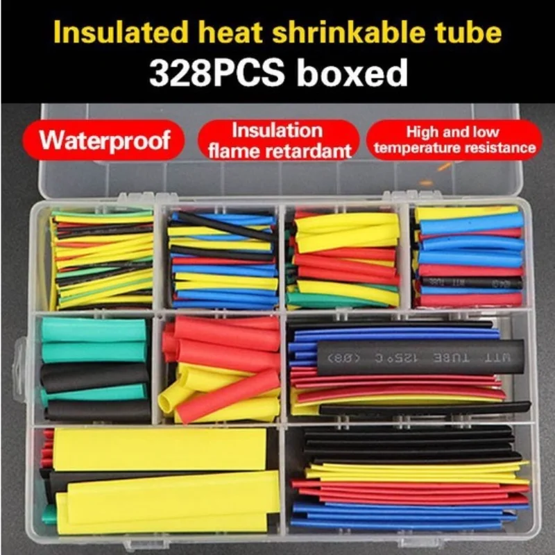 

328PCS Heat Shrink Tube Assorted Insulation Shrinkable Tube 2:1 Wire Cable Sleeve Kit