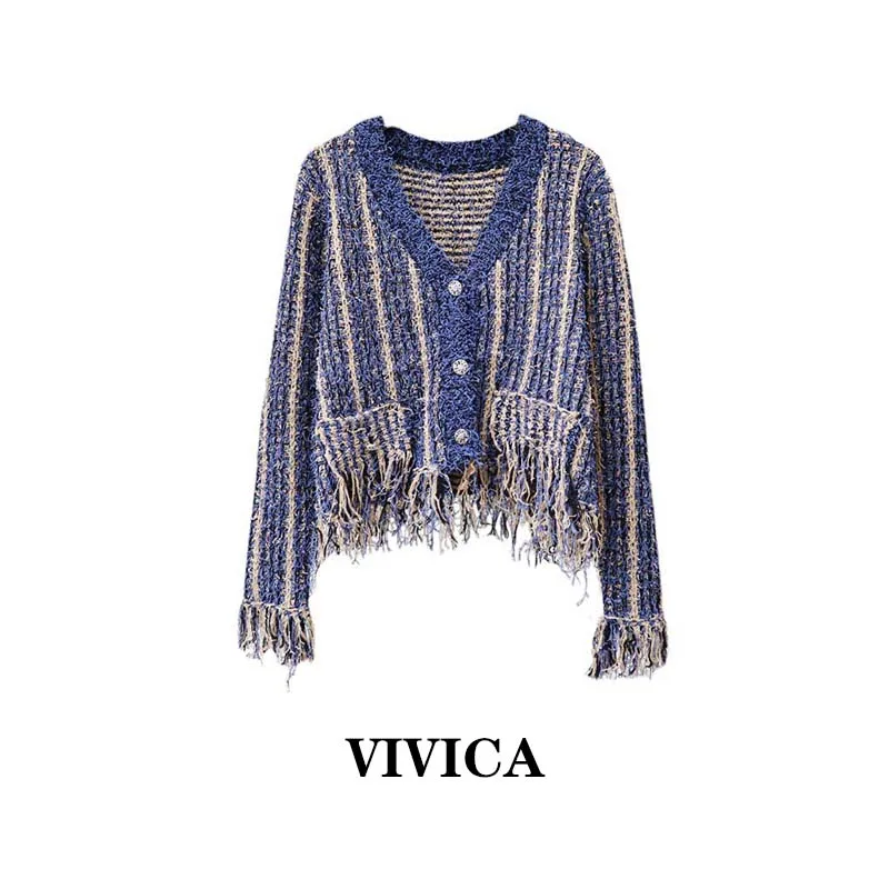 

2022 Autumn and Winter New Korean Version Loose Ladies Xiaoxiang Wind Knitted Cardigan Design Sense Tassel Sweater Coat Women
