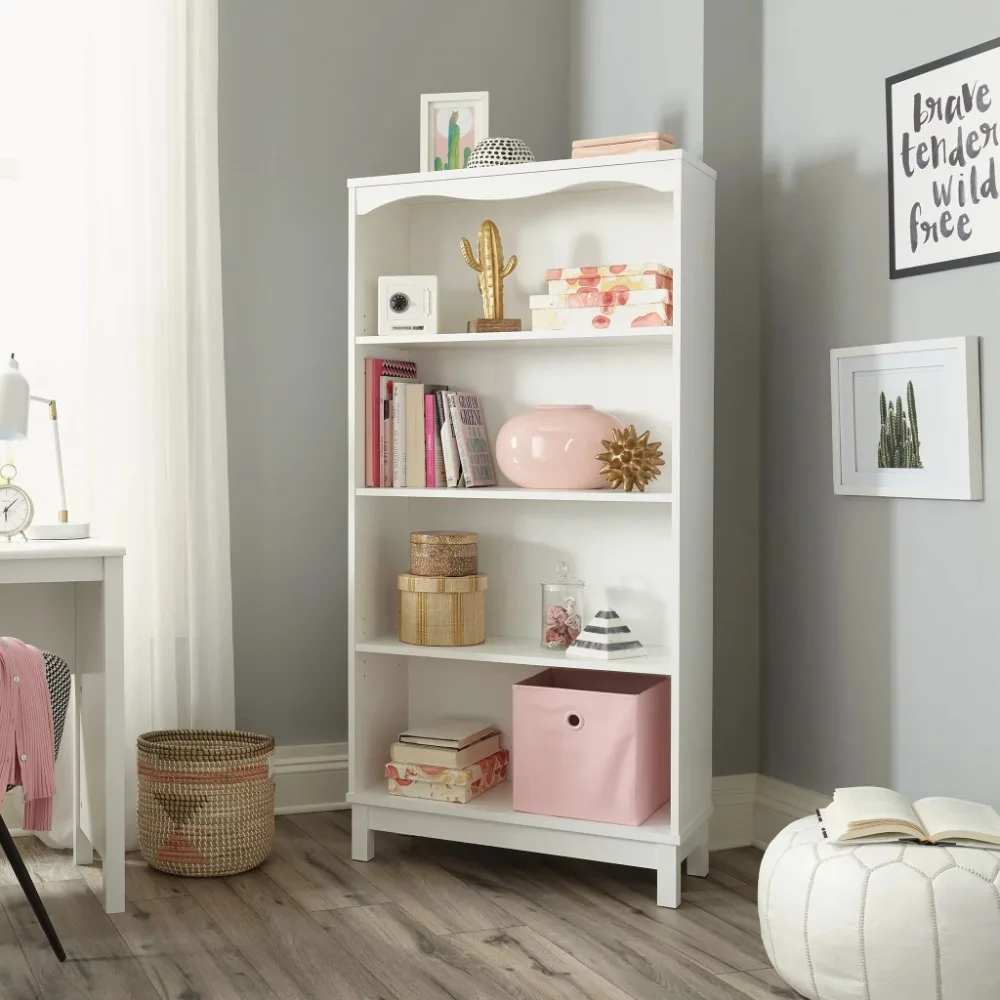 

4-Shelf Bookcase, Soft White Finish