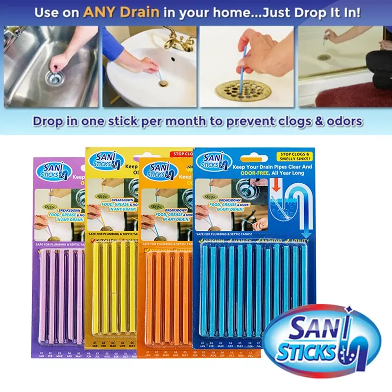 

Drain Cleaners Solid Drain Cleaner Sticks Kitchen Toilet Bathtub Sewage Decontamination To Deodorant Sewer Stop clogging tools