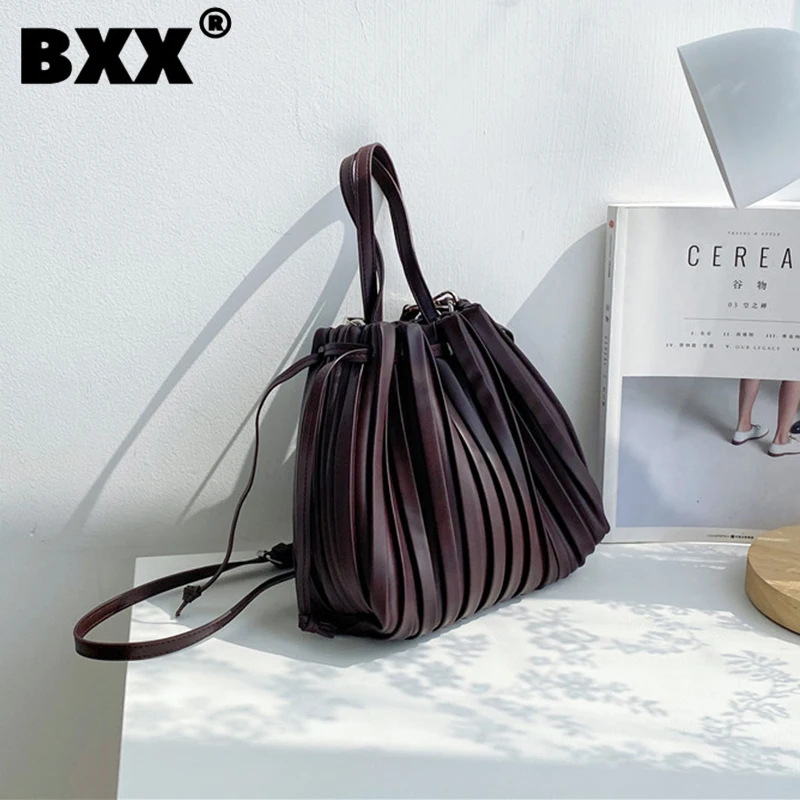 

[BXX] Женская Новая брендовая сумка, плиссированная сумка из искусственной кожи, индивидуальная женская элегантная модная весенняя сумка с верхней ручкой, 2022, GF2269