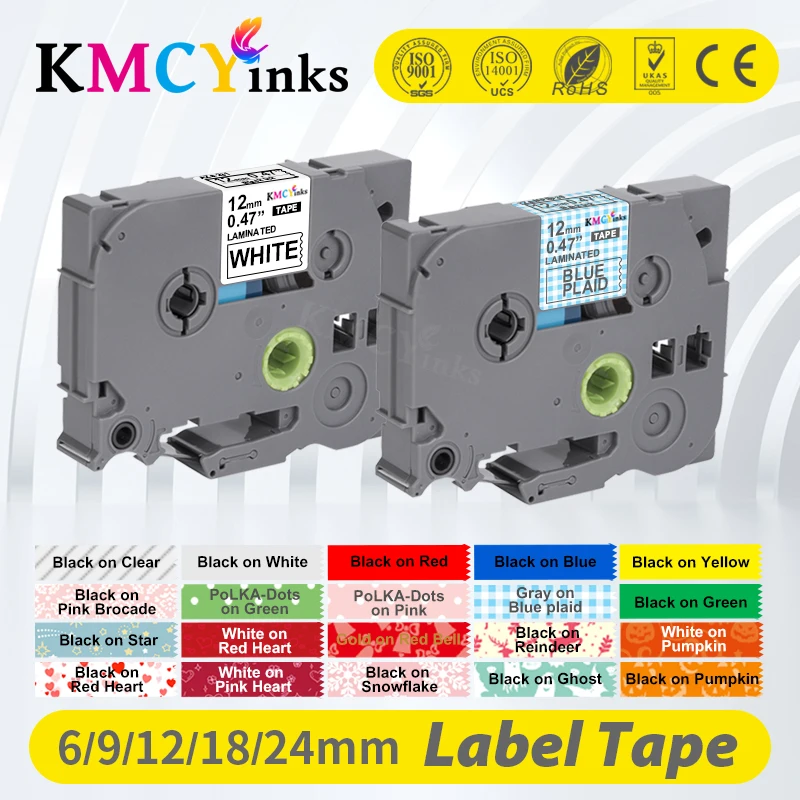 

KMCYinks Multicolor 12mm Tze Tape Compatible Brother P-touch Label Printers Tze231 Tze-231 Tze PT Label Ribbon Cassette Tze 231