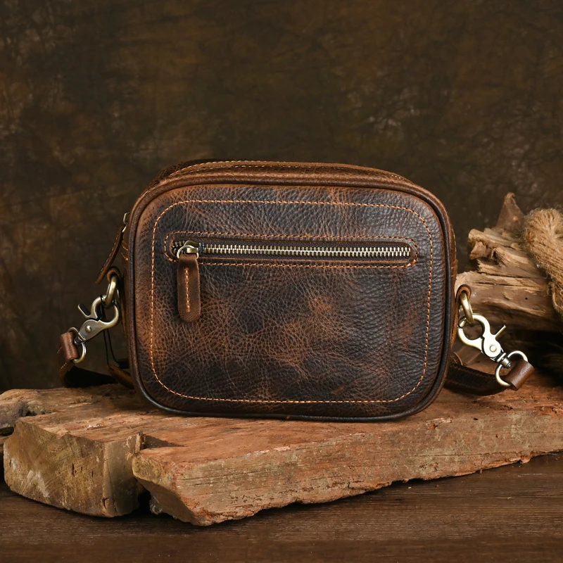 High Quality Original Leather Design Male Shoulder Messenger bag Cowhide Fashion Cross-body Bag 9