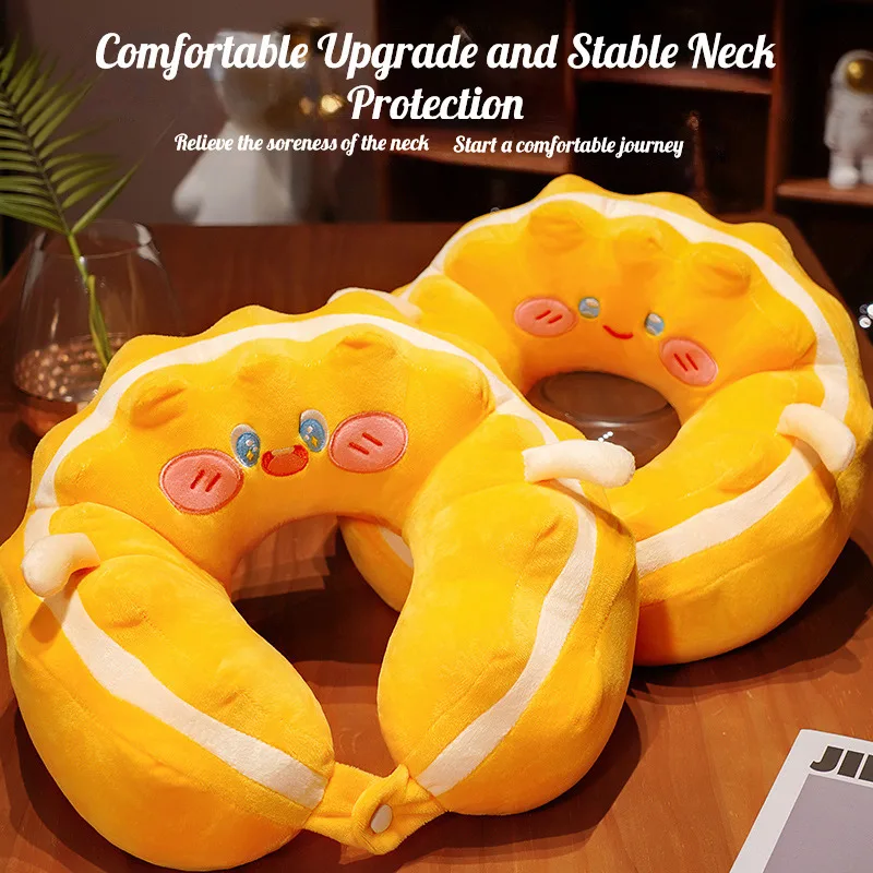 

Cute Cartoon Plush Hump U-shaped Pillow Cotton Neck Pillow Car Nap Office Sleeping Pillow Travel Multi use Pillows Back Cushion