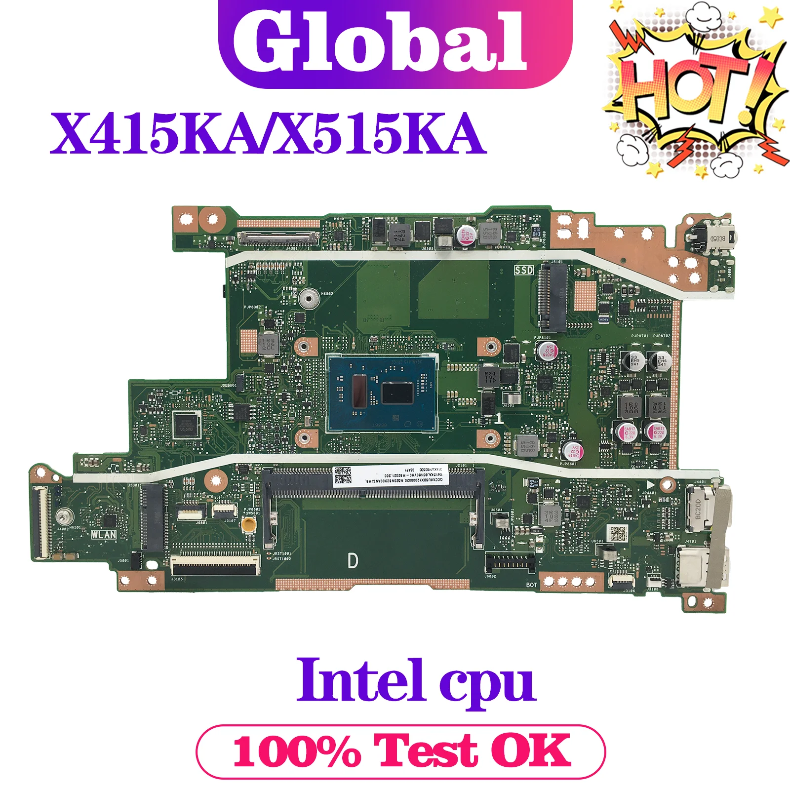 

KEFU Mainboard For ASUS X415KA X515KA F415KA F515KA X415K X515K F415K F515K Laptop Motherboard Intel CPU 14/15-Inch