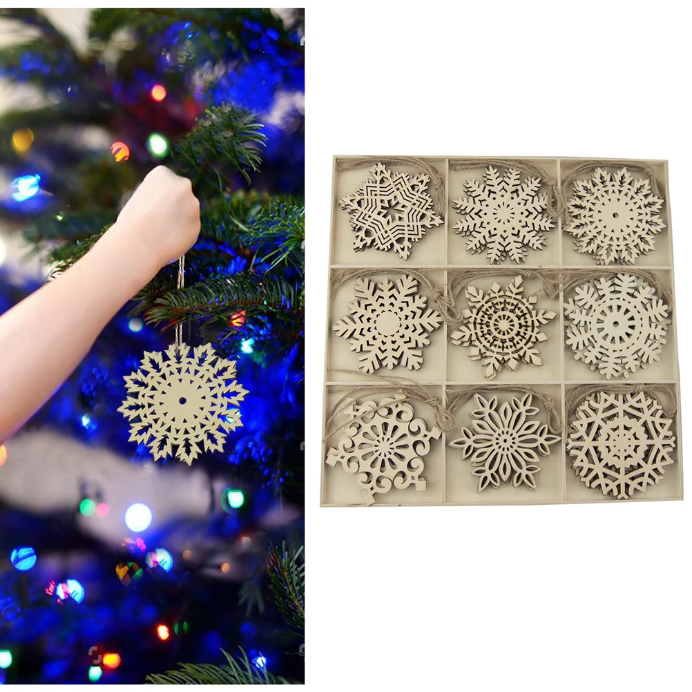 

Christmascrafts Ornaments Gift Diy Snowflakes Wooden Slices Supplies Accessories Birthday Children Hanging Decorations Pendant