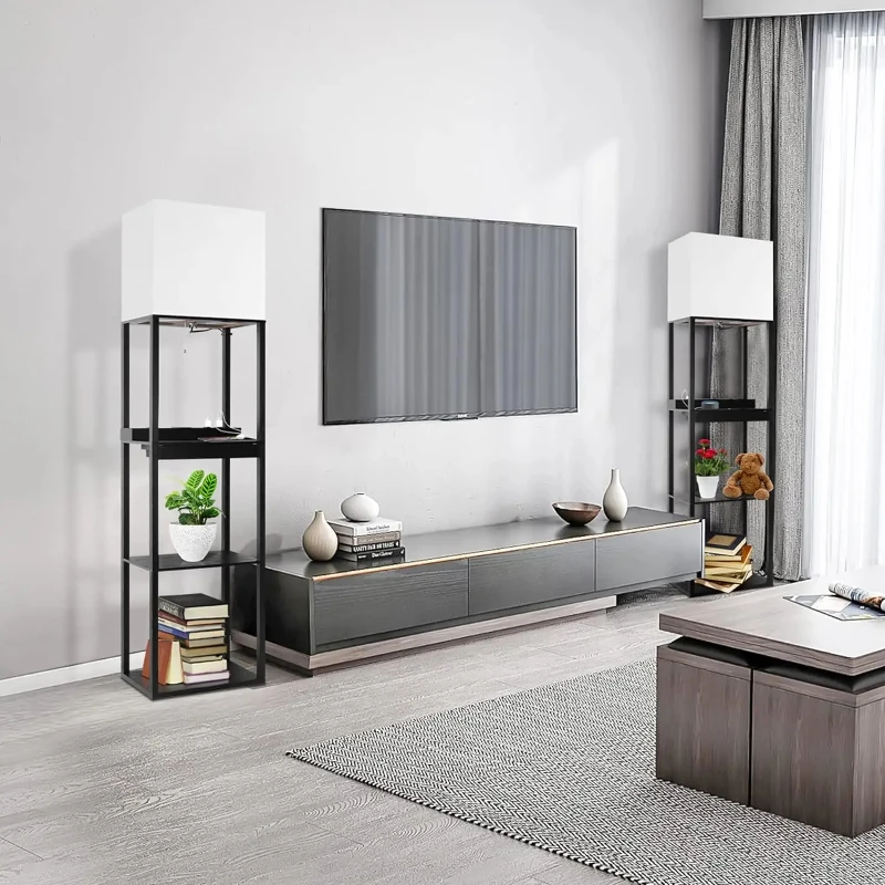 Китайский минималистичный стеллаж для хранения напольная лампа