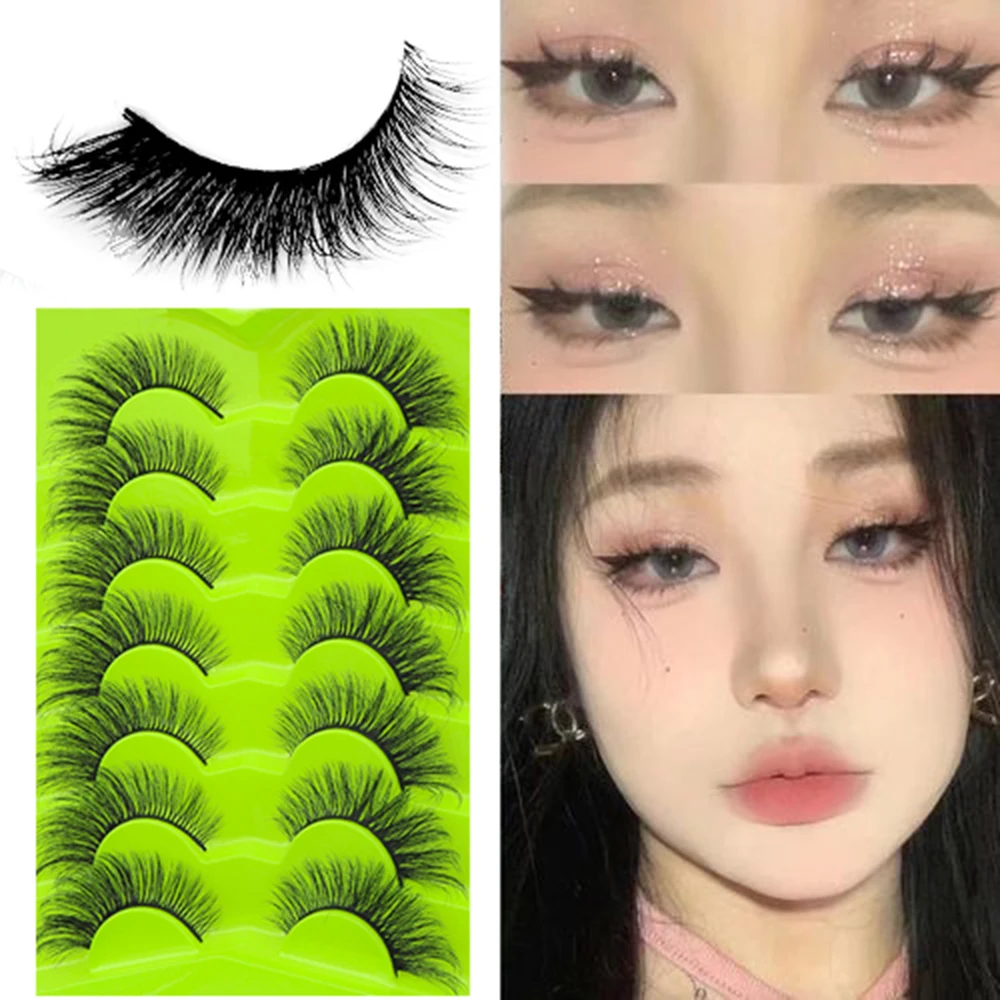 

7Pairs Lash Extension Fluffy Natural End Eye Elongated 3D Cat Eye Reusable Faux Mink Charm Woman Beauty Makeup False Eyelashes