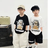 cool kids boy casual tops cartoon puppy print trendy childrens t shirt short sleeve european and american style toddler tees