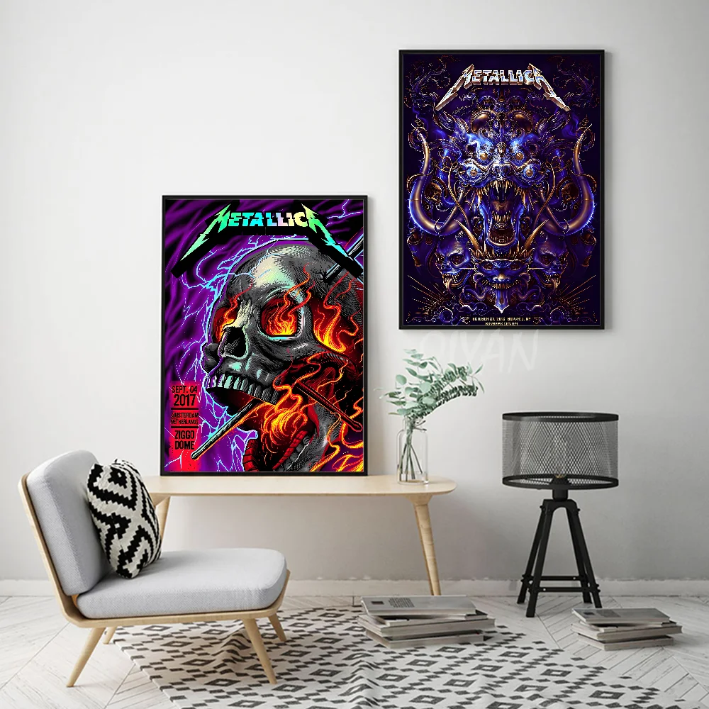 Band M-METALLICA Poster Stickers Art Wall Murals Decor Game Room Gifts HD Painting