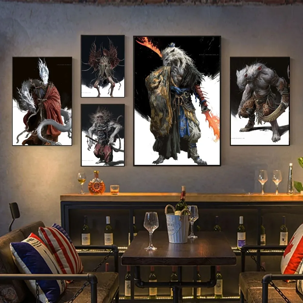 B-BlackMyth WuKong постер с изображением монстра плакаты Наклейки для оформления игровой