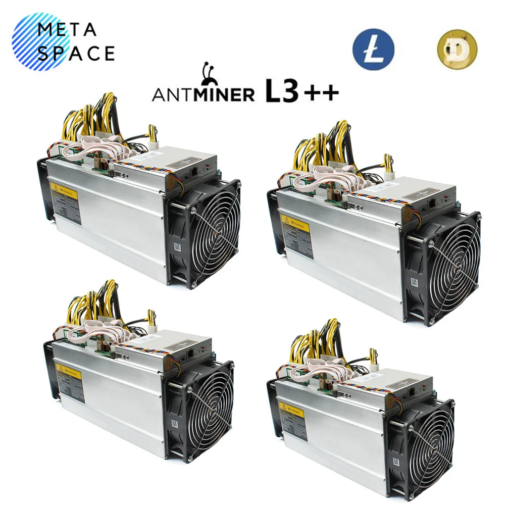 Наборы из четырех блоков ANTMINER L3 ++ (с блоком питания и кабелем) Scrypt Litecoin Miner 580MH/s LTC