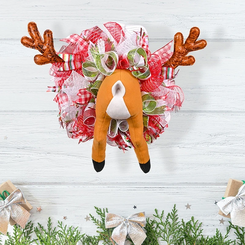 

Рождественский венок с оленем для украшения входной двери с рогами и ногами праздничные украшения для вечеринки декор дверные вешалки 87HB