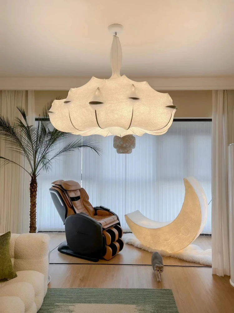 

French style silk chandelier villa with air filled atmosphere, antique light bedroom, cream style, new retro homestay