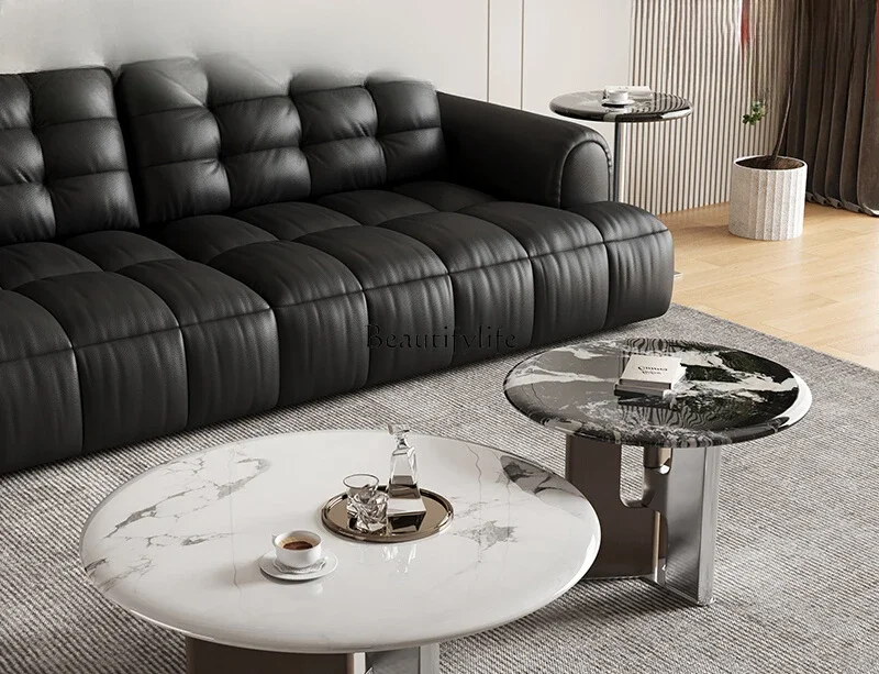 Итальянский светлый роскошный размер круглый журнальный столик минималистичный