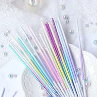 wedding decoration birthday candle cake topper baking supplies macaron pink glitter party dress up starry gradient color slender