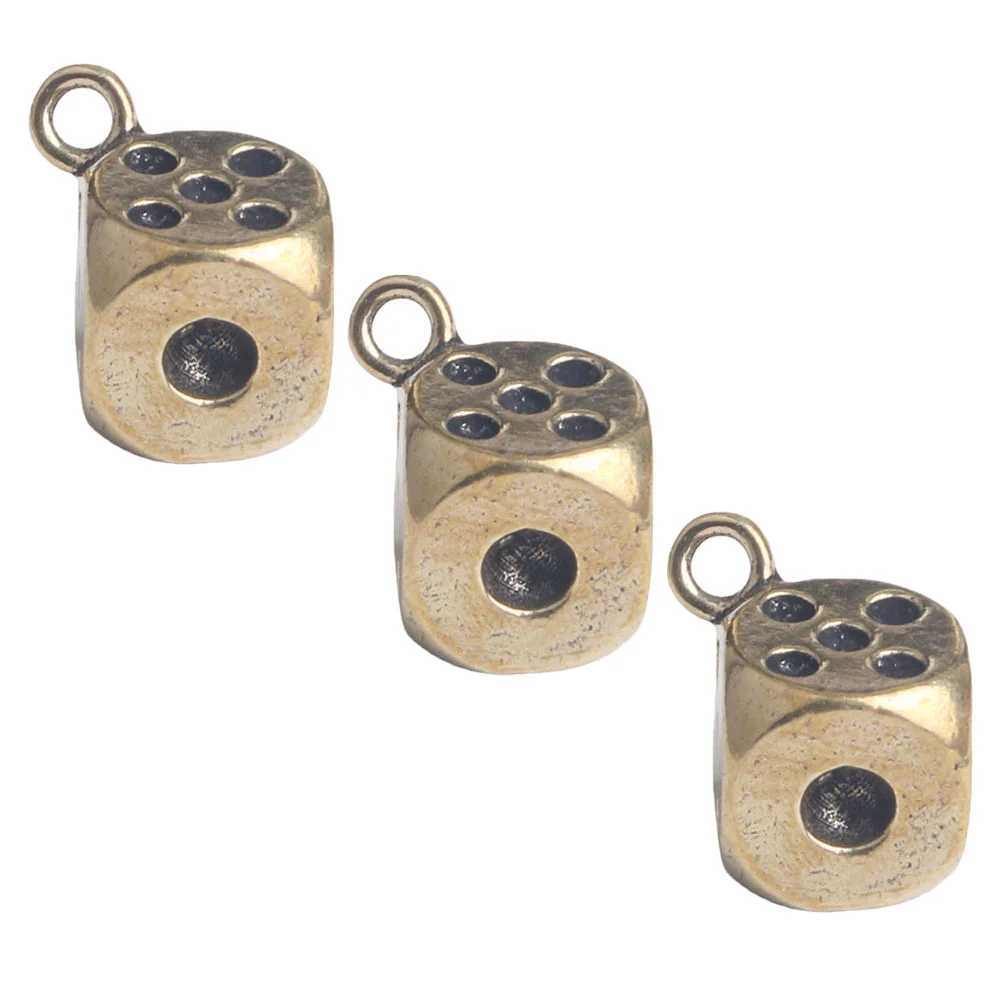 

Dice Charm Charms Brass Key Christmas Keychain Pendant Lucky Copper Pendantsdiy Hanging Cute Decors Ring Purse Chain Gift Bag