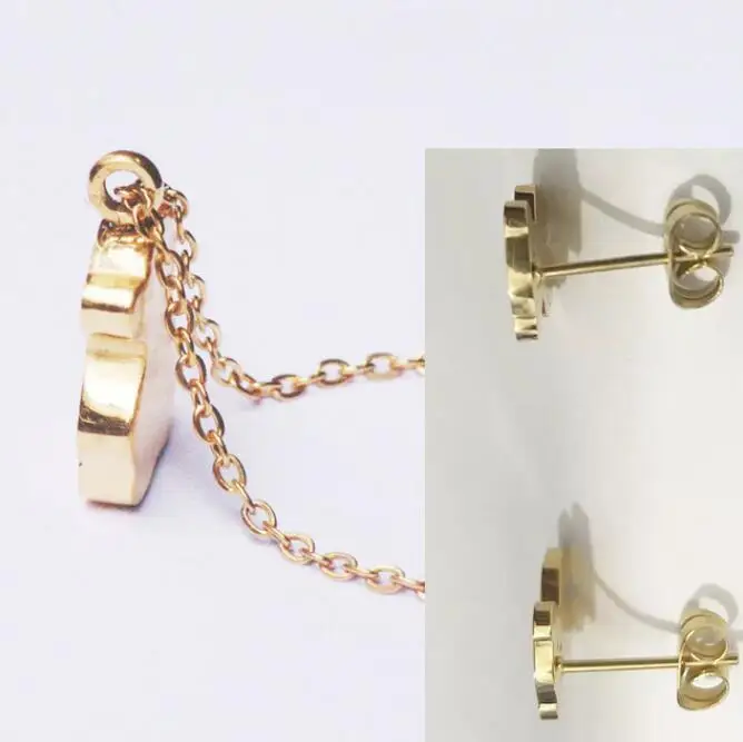 

2023 Spain Brand Earring Pendant 8*10 mm Stainless Steel Factory Wholesale High Quality Bear Hollow Simple Set Top-Grade Plated