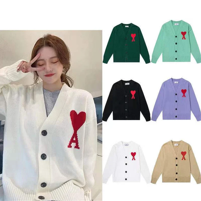 Повседневная Толстовка AMI мужской кардиган с V-образным вырезом Мужская Толстая